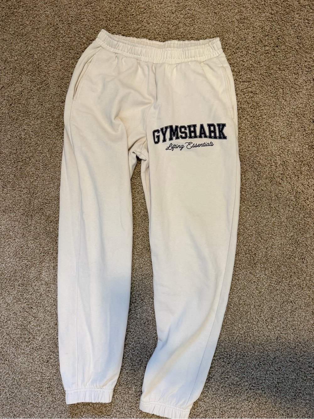 Gymshark Off-White Jogger Pants with Branded Tag